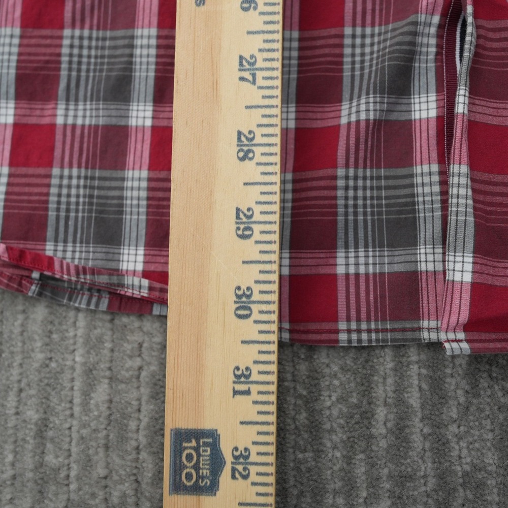 Banana Republic Shirt Men Plaid Button Up Red Gray Long Sleeve Stretch Slim L - Picture 5 of 9